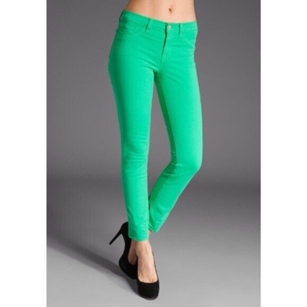 J Brand Mid Rise Skinny Leg  Ankle Women Jeans Pants Bright Green 30 us 8